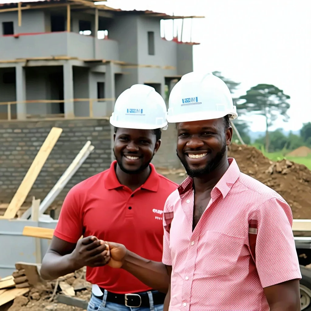 Two builders on a residential site